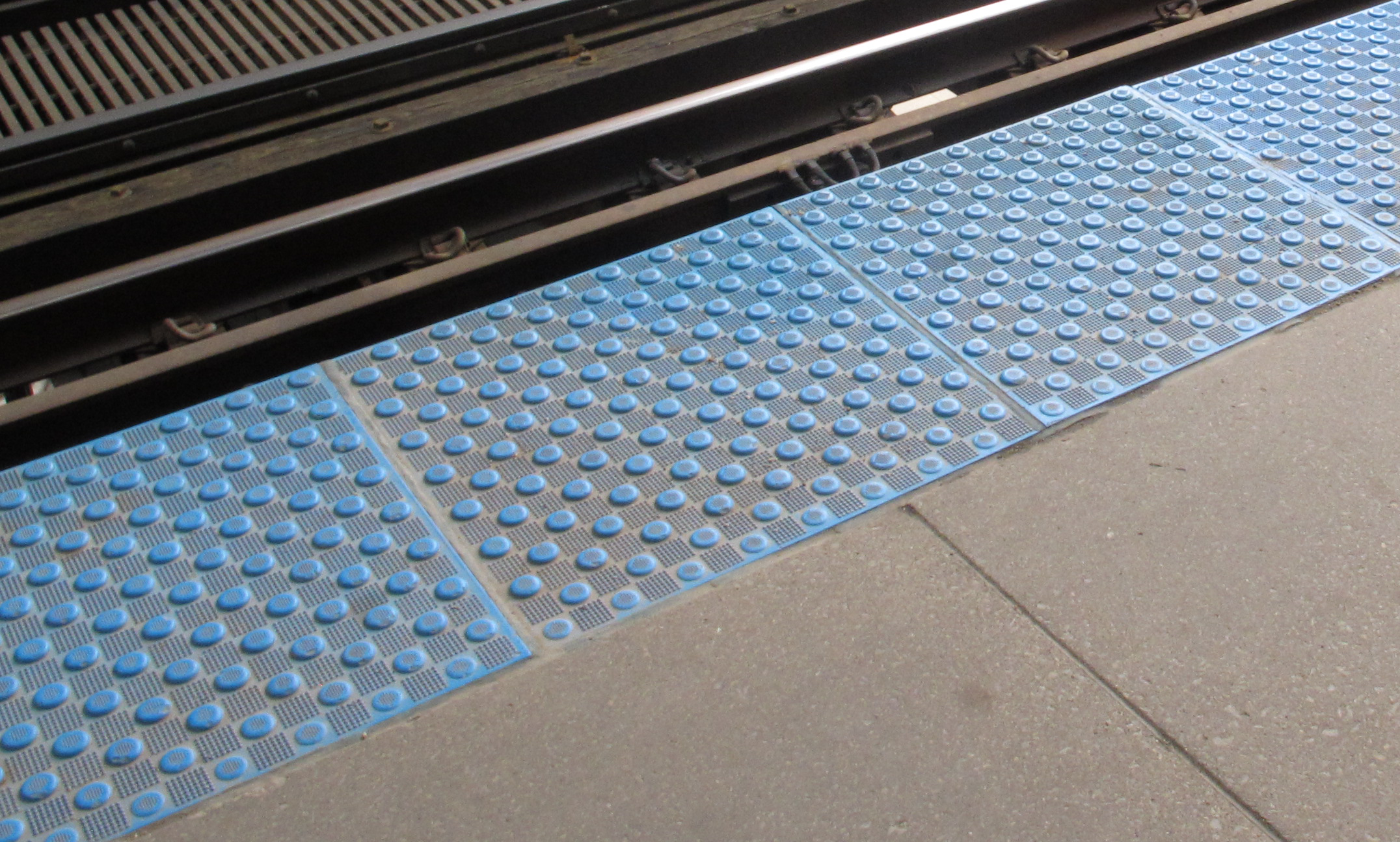 An image of the textured floor panels called truncated Domes. 